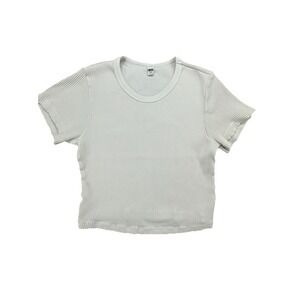 Uniqlo Top Womens Cropped Ribbed Short Sleeve T-Shirt Size M‎